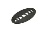 Black Oval Charm, 4 Textured Oxidized Black Brass Oval Moon Phases Charms With 1 Hole, Pendants (35x19x0.80mm) M02191