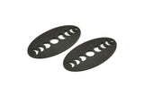 Black Oval Charm, 4 Textured Oxidized Black Brass Oval Moon Phases Charms With 1 Hole, Pendants (35x19x0.80mm) M02191