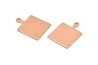 Rose Gold Square Charm, 8 Rose Gold Plated Brass Square Charms With 1 Loop, Earring, Findings (25x18x1mm) D0663