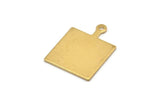 Brass Square Charm, 8 Raw Brass Square Charms With 1 Loop, Earring, Findings (25x18x1mm) D0663