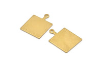 Brass Square Charm, 8 Raw Brass Square Charms With 1 Loop, Earring, Findings (25x18x1mm) D0663