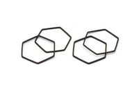 Black Hexagon Ring Charm, 24 Oxidized Brass Black Hexagon Shaped Ring Charms (25x0.8mm) BS 1177 S322