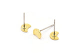 Brass Moon Earring, 12 Raw Brass Tiny Crescent Moon Stud Earrings (6x5x0.80mm) M01872 A2500