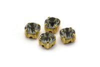 20  Ss29 Black Diamond Chaton Sew On Crystal Rhinestone Prong Setting 4 Hole Slider - Ll2904