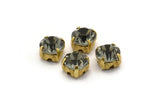 20  Ss29 Black Diamond Chaton Sew On Crystal Rhinestone Prong Setting 4 Hole Slider - Ll2904