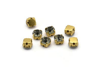 20  Ss29 Black Diamond Chaton Sew On Crystal Rhinestone Prong Setting 4 Hole Slider - Ll2904