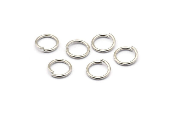 Silver Jump Ring, 100 Silver Tone Brass Jump Rings (10x1.2mm) A1018