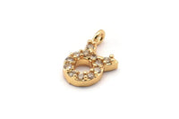 Gold Taurus Charm, Gold Plated Taurus, Cubic Zircon, 2 CZ Pave Taurus Charms, Zircon Zodiac Charm Pendants With 1 Loop (12x7mm) SY0237