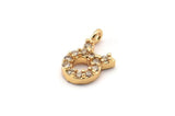Gold Taurus Charm, Gold Plated Taurus, Cubic Zircon, 2 CZ Pave Taurus Charms, Zircon Zodiac Charm Pendants With 1 Loop (12x7mm) SY0237