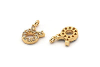 Gold Taurus Charm, Gold Plated Taurus, Cubic Zircon, 2 CZ Pave Taurus Charms, Zircon Zodiac Charm Pendants With 1 Loop (12x7mm) SY0237
