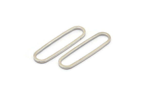 Silver Oval Connectors, 50 Silver Tone Oval Connectors, Rings, Findings (25x6x1mm) BS 2110