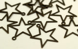 Vintage Star Charm, 25 Antique Brass Star Charms  Findings  (24mm)   K157