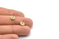 Gold Round Earring, 4 Gold Plated Brass Round Stud Earrings, CZ Pave Round, Zircon Stud Earrings (8mm) SY0268