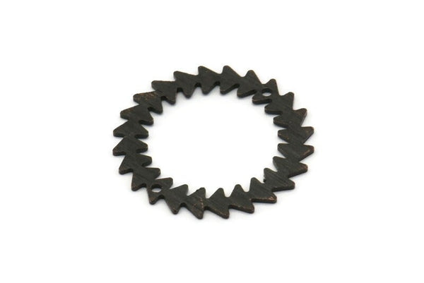Black Circle Charm, 2 Textured Oxidized Black Brass Circle Charms With 2 Holes (25x0.80mm) M02156