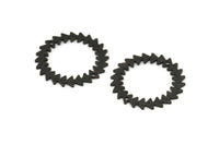 Black Circle Charm, 2 Textured Oxidized Black Brass Circle Charms With 2 Holes (25x0.80mm) M02156