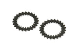 Black Circle Charm, 2 Textured Oxidized Black Brass Circle Charms With 2 Holes (25x0.80mm) M02156