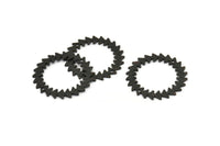 Black Circle Charm, 2 Textured Oxidized Black Brass Circle Charms With 2 Holes (25x0.80mm) M02156