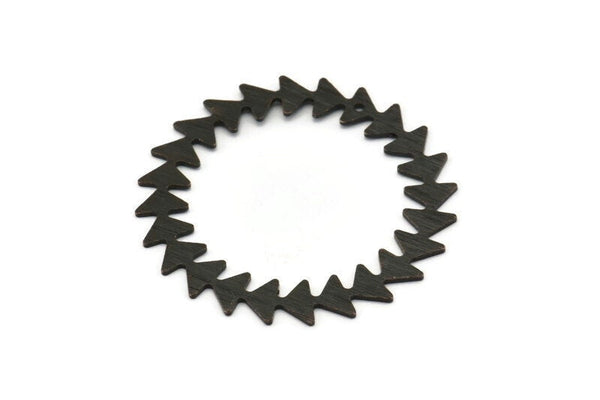 Black Circle Charm, 2 Textured Oxidized Black Brass Circle Charms With 1 Hole, Black Pendants, Findings (42x0.80mm) M02126