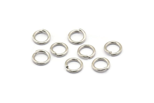 Silver Jump Ring, 100 Silver Tone Brass Jump Rings (8x1.2mm) A1021