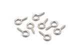 Screw Eye Pin, 100 Silver Tone Brass Screw Hook Eye Pins (13x7mm) A1063