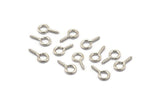 Screw Eye Pin, 100 Silver Tone Brass Screw Hook Eye Pins (13x7mm) A1063