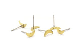Brass Moon Earring, 12 Raw Brass Crescent Moon Stud Earrings (9x3x0.80mm) M01821 A2504
