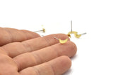 Brass Moon Earring, 12 Raw Brass Crescent Moon Stud Earrings (9x3x0.80mm) M01821 A2504