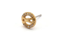Gold Infinity Earring, 4 Gold Plated Brass Round Shaped Infinity Stud Earrings, CZ Pave, Zircon Infinity Stud Earrings (8mm) SY0272