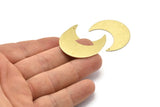 Brass Moon Charm, 4 Textured Raw Brass Moon Crescent Charms With 1 Hole (35x15x0.80mm) M03096
