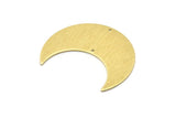 Brass Moon Charm, 4 Textured Raw Brass Moon Crescent Charms With 2 Holes (35x15x0.80mm) M03086