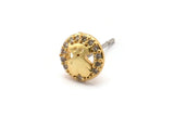 Gold Bear Earring, 4 Gold Plated Brass Round Shaped Bear Stud Earrings, CZ Pave, Zircon Bear Stud Earrings (8mm) SY0274