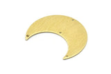 Brass Moon Charm, 4 Textured Raw Brass Moon Crescent Charms With 4 Holes (35x15x0.80mm) M03087