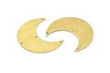 Brass Moon Charm, 4 Textured Raw Brass Moon Crescent Charms With 4 Holes (35x15x0.80mm) M03087