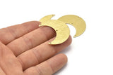 Brass Moon Charm, 4 Textured Raw Brass Moon Crescent Charms With 4 Holes (35x15x0.80mm) M03087