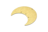 Brass Moon Charm, 4 Textured Raw Brass Moon Crescent Charms With 4 Holes (35x15x0.80mm) M03100