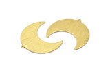 Brass Moon Charm, 4 Textured Raw Brass Moon Crescent Charms With 1 Loop (35x17x0.80mm) M03078
