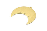 Brass Moon Charm, 4 Textured Raw Brass Moon Crescent Charms With 1 Loop And 3 Holes (35x17x0.80mm) M03085