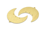 Brass Moon Charm, 4 Textured Raw Brass Moon Crescent Charms With 1 Loop And 3 Holes (35x17x0.80mm) M03085