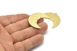 Brass Moon Charm, 4 Textured Raw Brass Moon Crescent Charms With 1 Loop And 3 Holes (35x17x0.80mm) M03085