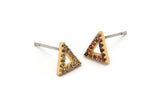 Gold Triangle Earring, 4 Gold Plated Brass Triangle Shaped Stud Earrings, CZ Pave Earrings, Zircon Triangle Stud Earrings (7x8mm) SY0255