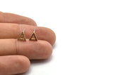 Gold Triangle Earring, 4 Gold Plated Brass Triangle Shaped Stud Earrings, CZ Pave Earrings, Zircon Triangle Stud Earrings (7x8mm) SY0255