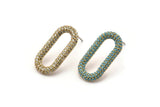 Pirinç Oval Küpe, 2 Ham Pirinç Oval Şekilli Zirkonyum Küpe (23x12mm) SY0263