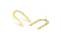Brass Earring, 10 Raw Brass U Shaped Stud Earrings (26x17x0.80mm) M02066 A2507