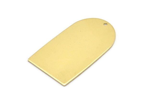 Brass D Shape, 4 Raw Brass D Shape Charms With 1 Hole, Brass Blanks (35x20x0.80mm) M03179