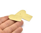 Brass D Shape, 4 Raw Brass D Shape Charms With 1 Hole, Brass Blanks (35x20x0.80mm) M03179