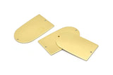 Brass D Shape, 4 Raw Brass D Shape Charms With 2 Hole, Brass Blanks (35x20x0.80mm) M03177