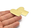 Brass D Shape, 4 Raw Brass D Shape Charms With 3 Hole, Brass Blanks (35x20x0.80mm) M03176