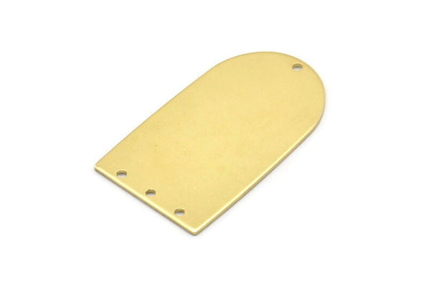 Brass D Shape, 4 Raw Brass D Shape Charms With 4 Hole, Brass Blanks (35x20x0.80mm) M03115