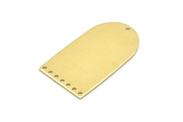 Brass D Shape, 4 Raw Brass D Shape Charms With 8 Hole, Brass Blanks (35x20x0.80mm) M03116