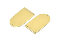 Brass D Shape, 4 Raw Brass D Shape Charms With 8 Hole, Brass Blanks (35x20x0.80mm) M03116